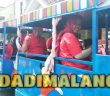 Wanedi diarak dengan odong-odong saat mengunjungi Pasar Arjowinangun