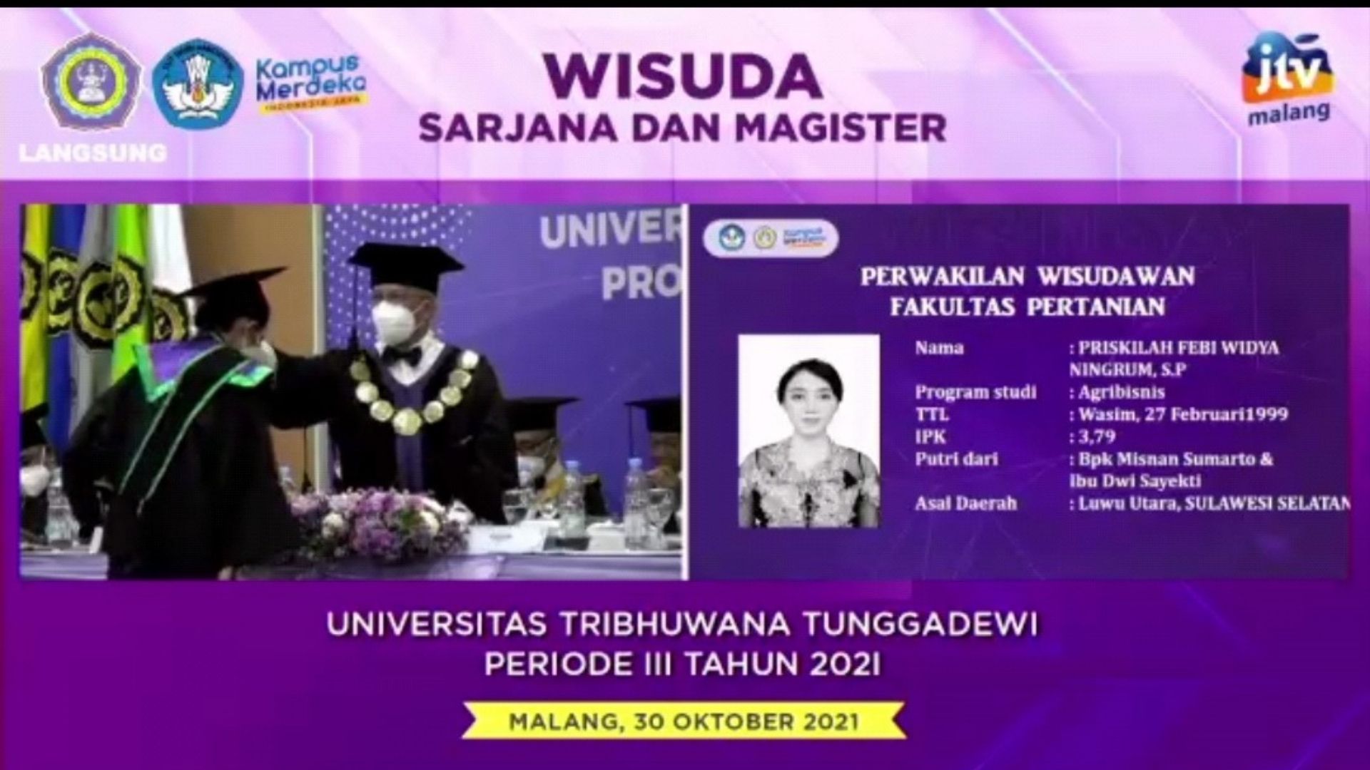 640 Mahasiswa Unitri Diwisuda Pagi Ini Secara Hybrid