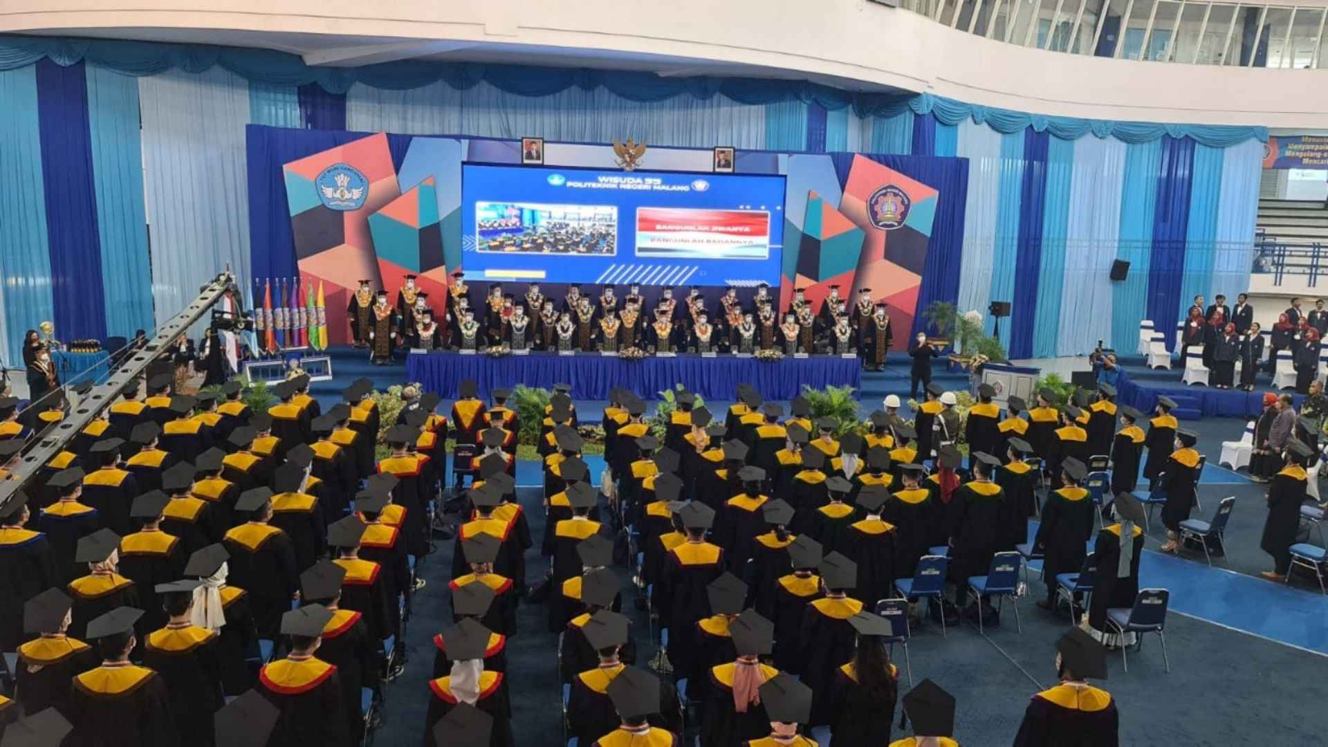 Pelaksanaan Wisuda Gelombang ketiga Politeknik Negeri Malang (Polinema) pagi tadi, Sabtu (27/11/2021).