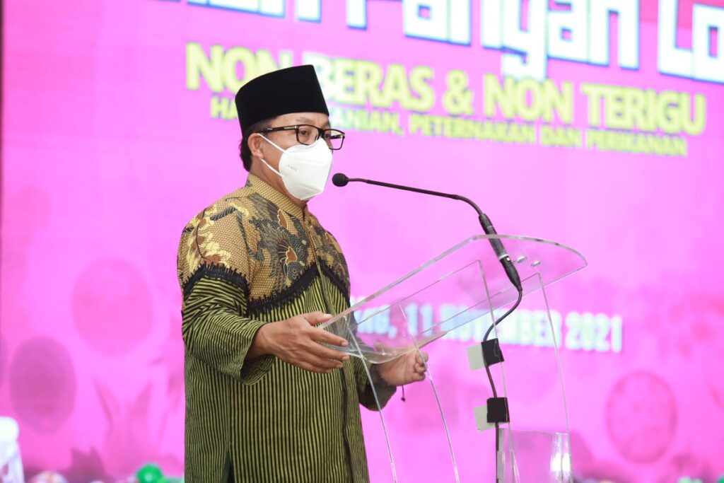 Wali Kota Malang, Drs H. Sutiaji memberikan sambutan dalam kegiatan lomba olahan pangan non beras dan non terigu