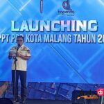 Kepala Badan Pendapatan Daerah (Bapenda) Kota Malang, Dr Handi Priyanto , AP, M.Si saat memberikan sambutan dalam kegiatan launching SPPT PBB pagi tadi (Foto : AdaDiMalang.com/Agus Yuwono)