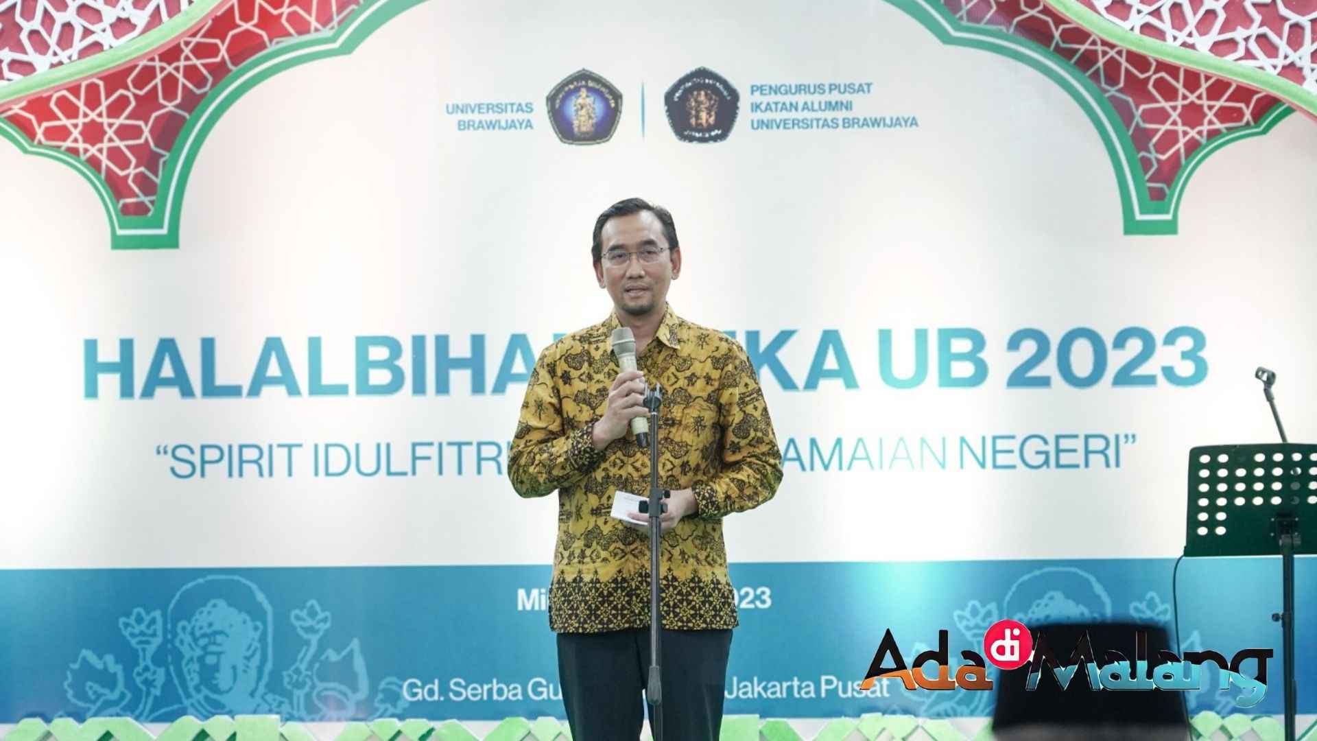 Rektor UB Prof. Widodo, S.Si., M.Si., Ph.D.Med.Sc saat memberikan sambutan dalam kegiatan Halal Bihalal IKA UB di Jakarta