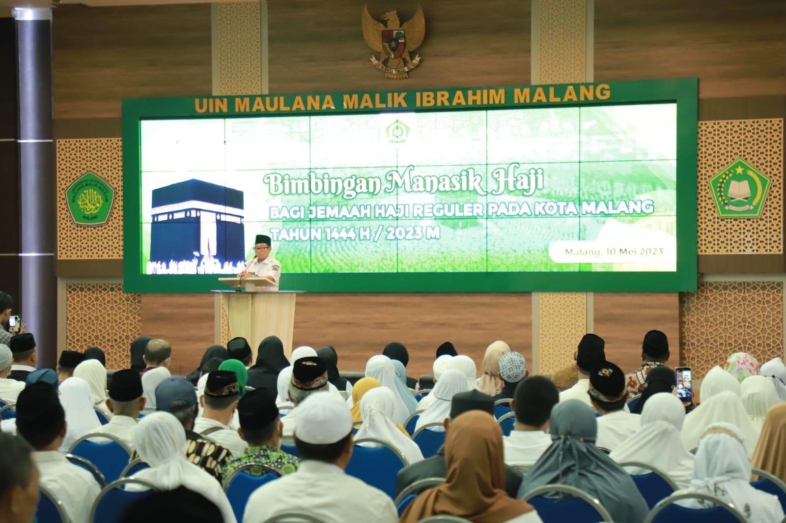 Wali Kota Malang, Drs H. Sutiaji saat memberikan sambutan dan membuka kegiatan manasik haji pagi tadi
