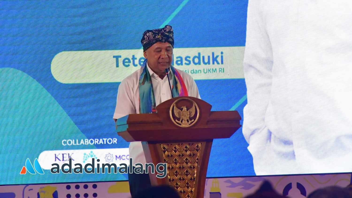Menteri Koperasi dan UKM, Drs Teten Masduki mengapresiasi peran Pemkot malang yang mendukung pengembangan Ekonomi Kreatif di Kota Malang (Foto : Agus Yuwono) 