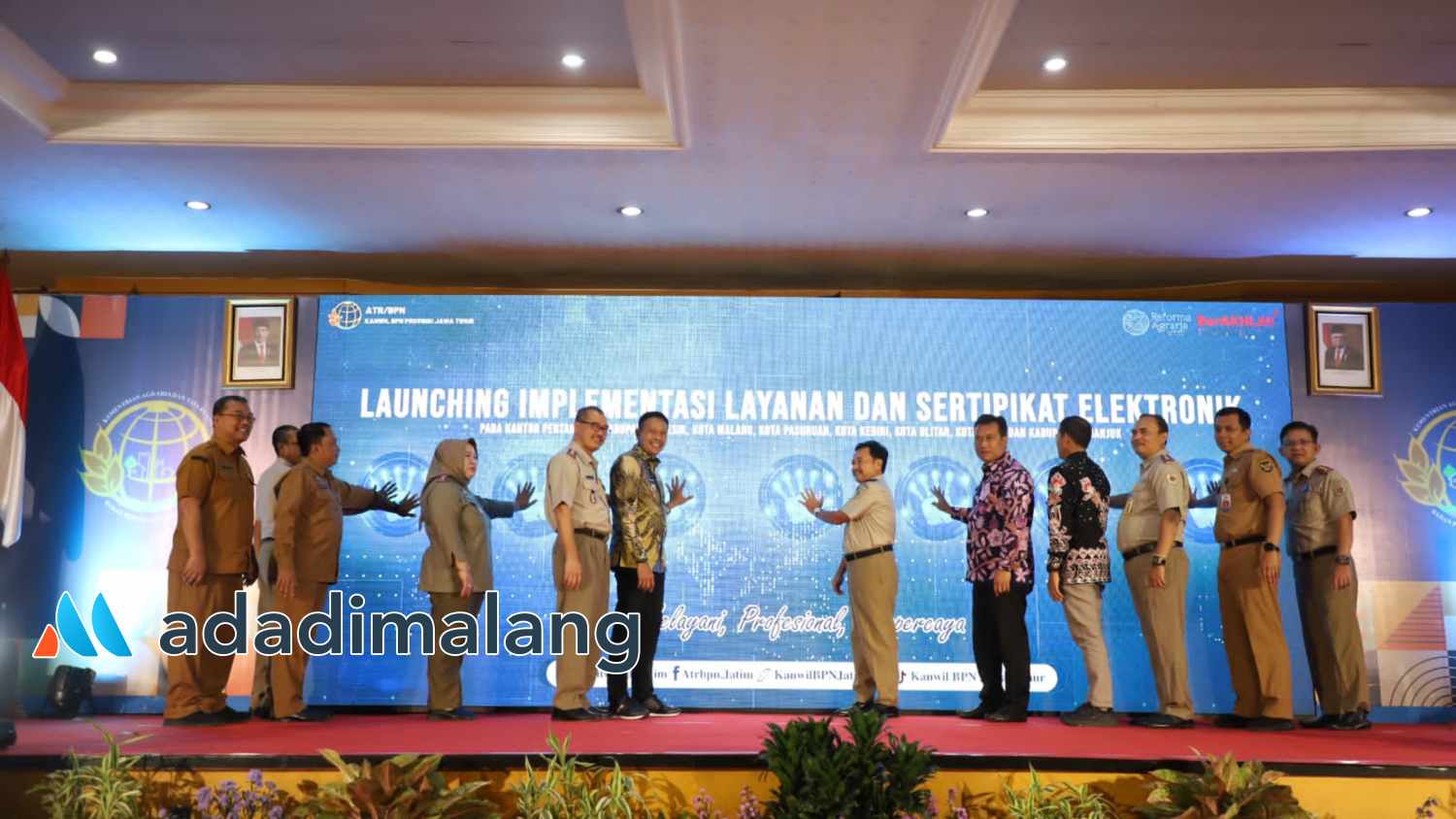 Pj Wali Kota Malang berkesempatan turut serta melaunching Impelementasi Layanan Sertifikat Elektronik di Kantor Wilayah Badan Pertanahan Nasional Jawa Timur