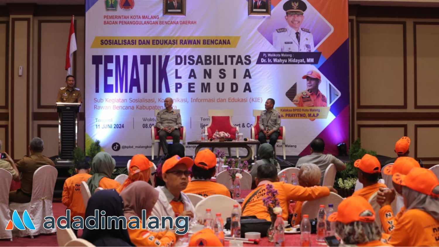 Pj Wali Kota Malang, Dr. Ir. Wahyu Hidayat, MM saat memberikan sambutan dalam kegiatan Musrenbang Tematik Disabilitas, lansia dan Pemuda