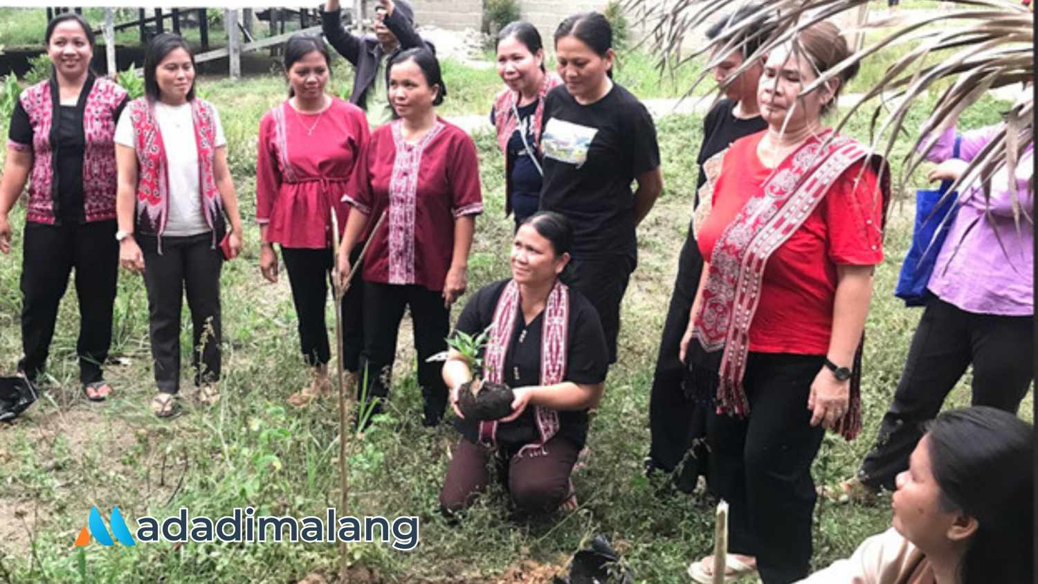 Perempuan penenun di Pedalaman Sintang Kalimantan Barat melihat langsung tanaman pewarna alami bersama tim dosen dari Universitas Brawijaya (Foto : Ist)