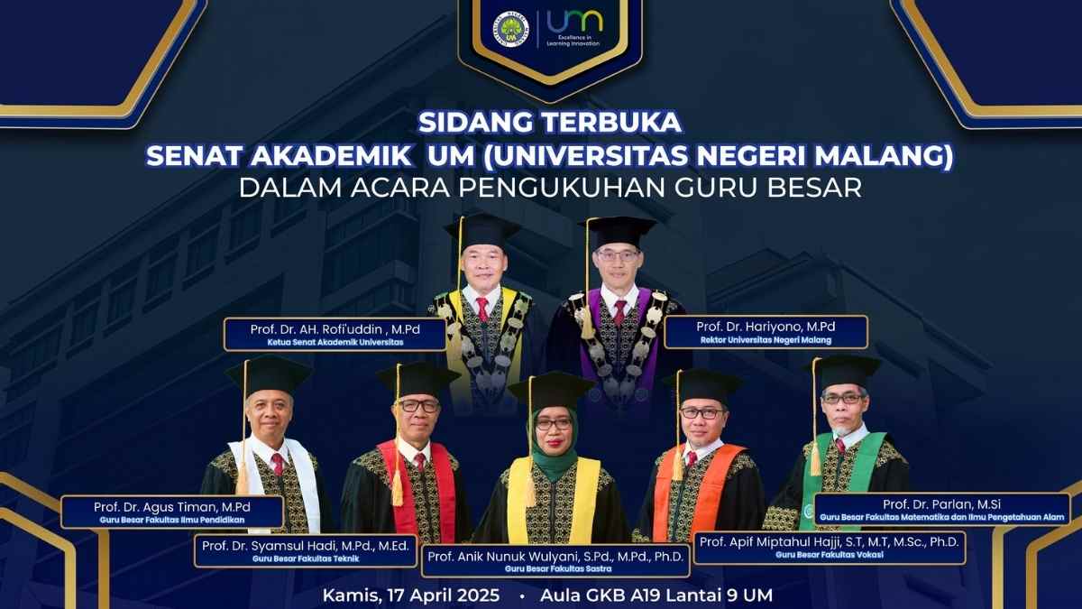 UM Kukuhkan Lima Guru Besar, Paparkan Gagasan Ilmiah untuk Perubahan Bangsa