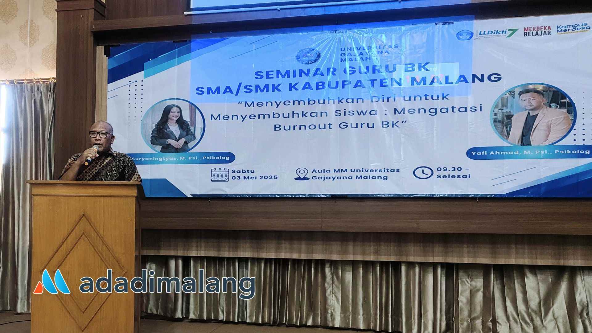 Wakil Rektor II Universitas Gajayana Malang, Djuni Farhan, SE., M.Si., saat menyampaikan sambutannya (Foto : Agus Yuwono)