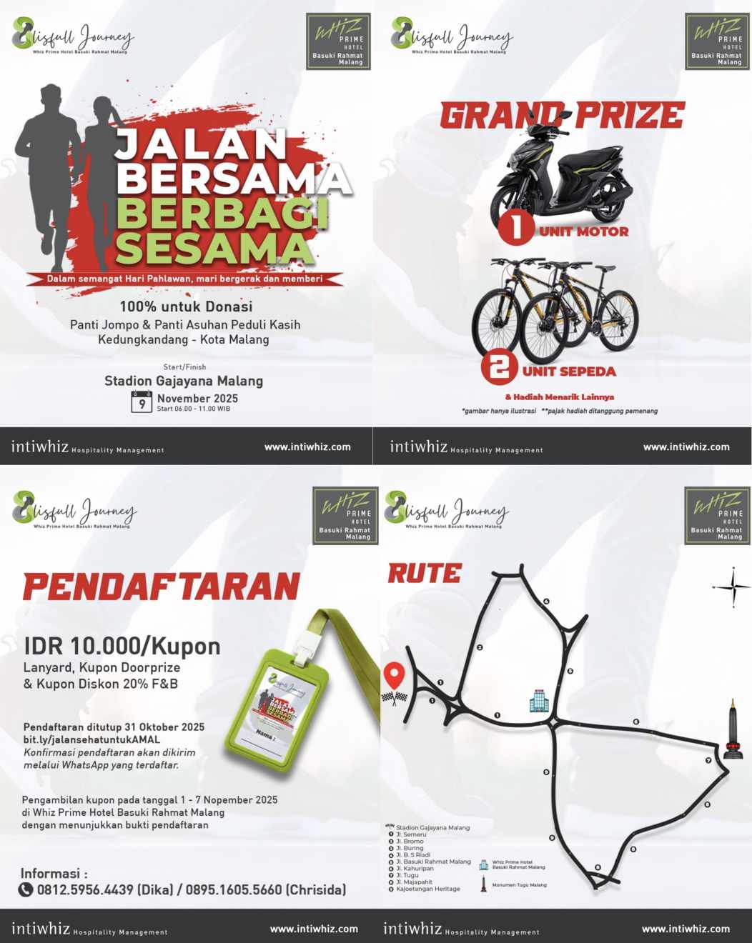Rayakan HUT Ke-8 dan Hari Pahlawan, Whiz Prime Hotel Malang Ajak Masyarakat ‘Jalan Bersama, Berbagi Sesama’ Sambil Meraih Hadiah Sepeda Motor!