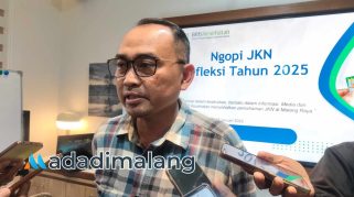 Kepala BPJS Kesehatan Cabang Malang, Yudhi Wahyu Cahyono saat memberikan keterangan kepada wartawan (Foto : Agus Yuwono)