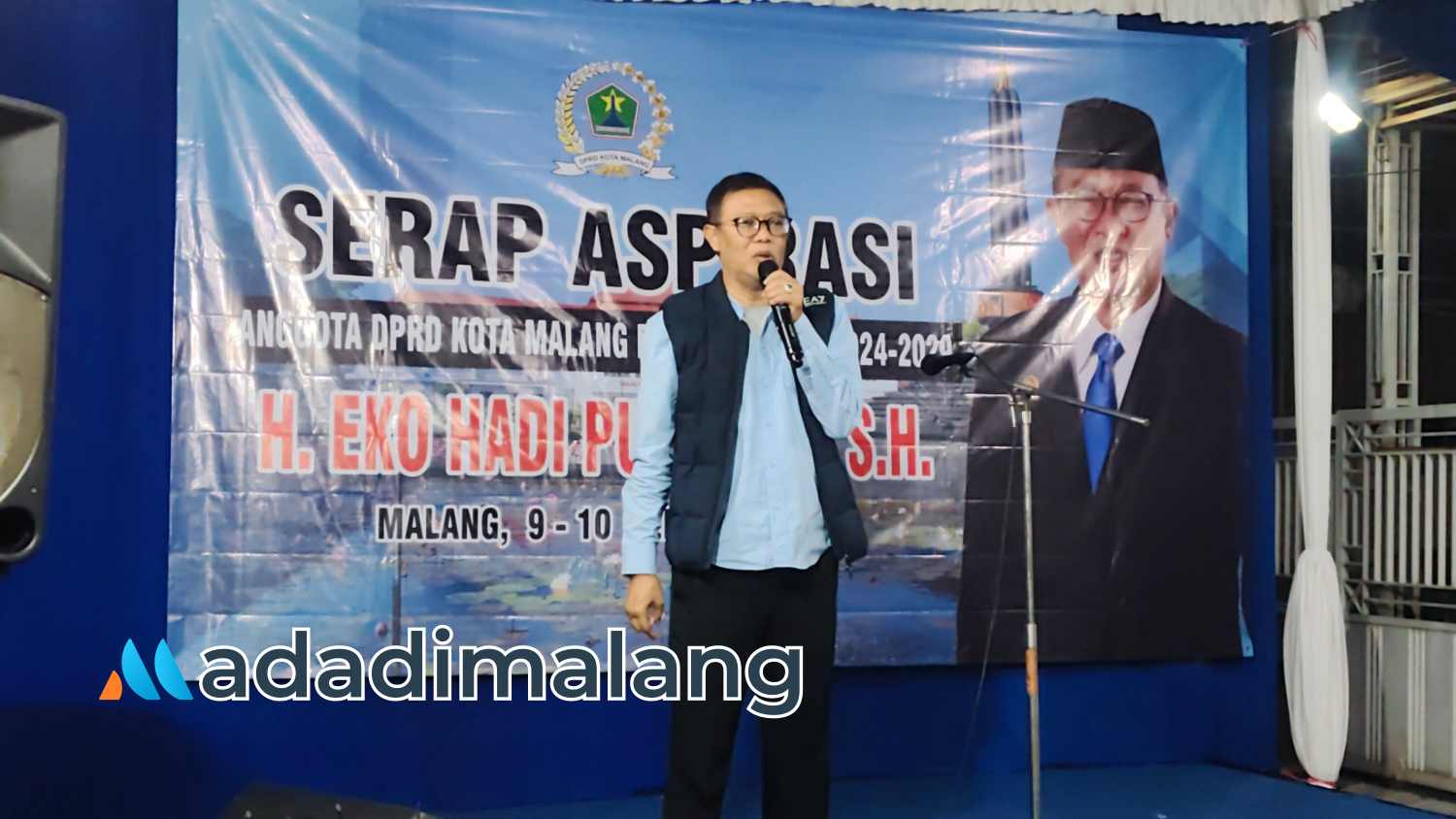 Anggota DPRD Kota Malang asal Dapil Blimbing, Eko Hadi Purnomo saat memberikan sambutan dalam kegiatan reses malam tadi (Foto : Agus Yuwono)