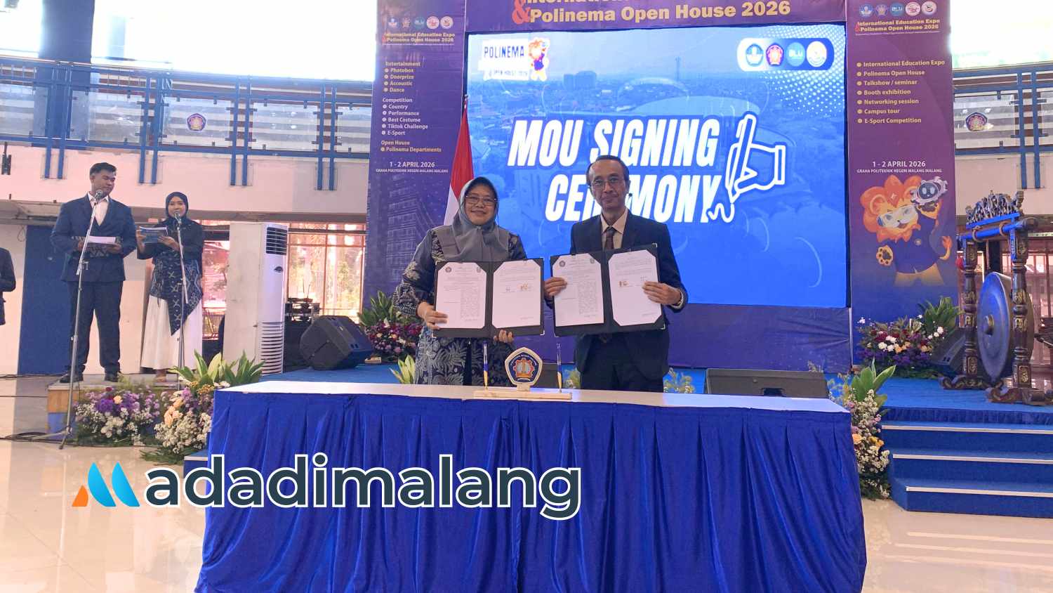 Direktur POLINEMA bersama Kepala Diskominfo Pemprov Jatim usai menandatangani kerjasama (Foto : Agus Yuwono)