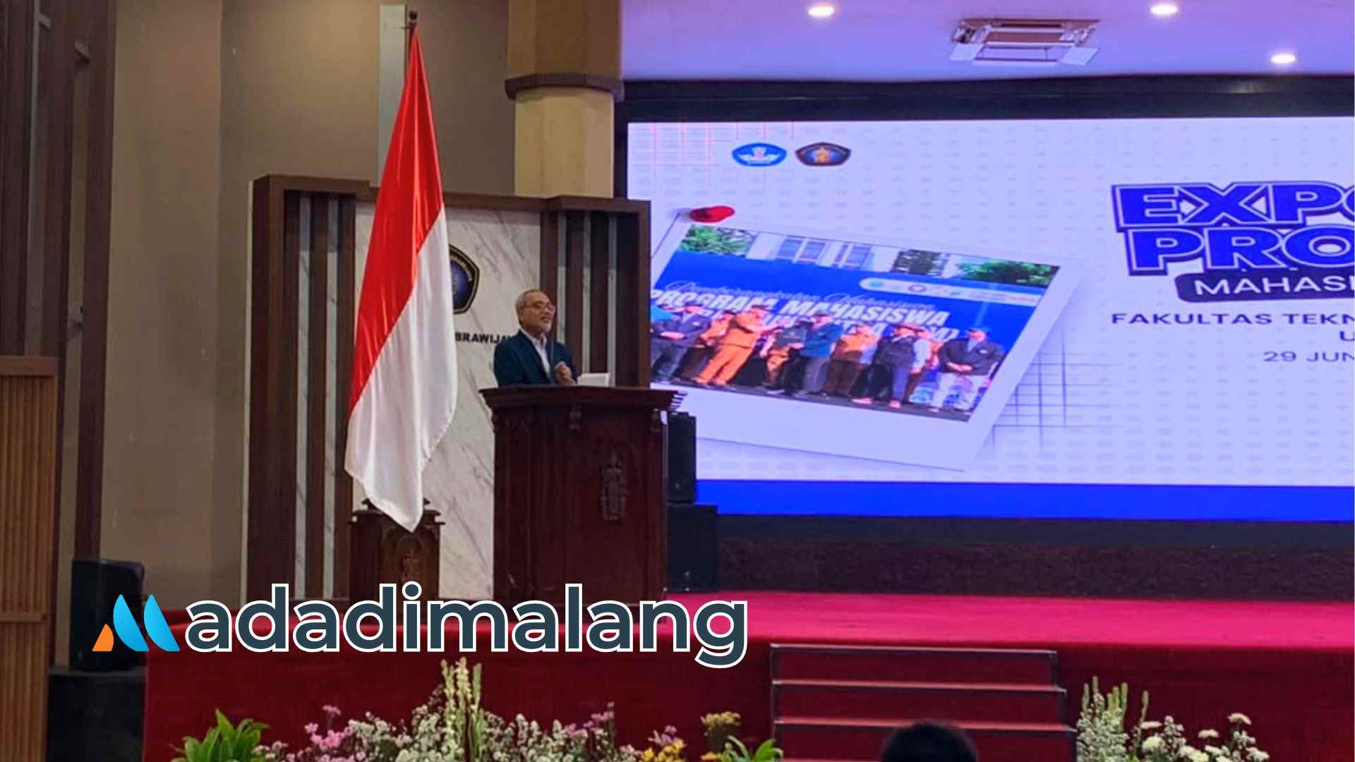 Wakil Rektor Bidang Riset dan Inovasi Universitas Brawijaya, Prof. Dr. Unti Ludigdo, S.E., M.Si., Ak., saat memberikan sambutan dalam kegiatan Expo Inovasi FTAB UB pagi tadi (Foto : Agus Yuwono)