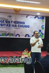 Rektor Universitas Ma Chung, Prof. Dr. Ir. Stefanus Yufra Menahen Taneo, M.S., M.Sc., saat memberikan sambutan dalam acara media gathering (Foto : Fatma AdaDiMalang)