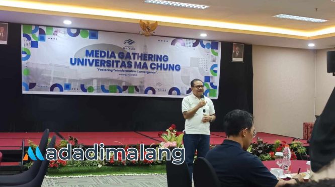 Rektor Universitas Ma Chung, Prof. Dr. Ir. Stefanus Yufra Menahen Taneo, M.S., M.Sc., saat memberikan sambutan dalam acara media gathering (Foto : Fatma AdaDiMalang)