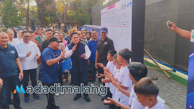 Menpora Erick Thohir saat mengunjungi Festival Mbois XI di Stadion Gajayana kota Malang (Foto : Agus Yuwono)