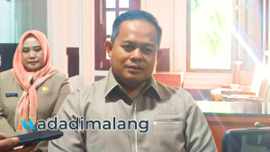 Wakil Ketua DPRD Kota Malang, Trio Agus Purwono, S.TP., saat memberikan keterangan kepada awak media (Foto : Fatma AdaDiMalang)