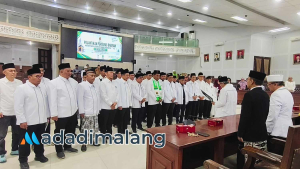 Prosesi pelantikan Pengurus Baru Ikatan Persaudaraan Haji Indonesia (IPHI) Kota malang periode 2026-2031 di Gedung DPRD Kota Malang pagi tadi (Foto : Agus Yuwono)