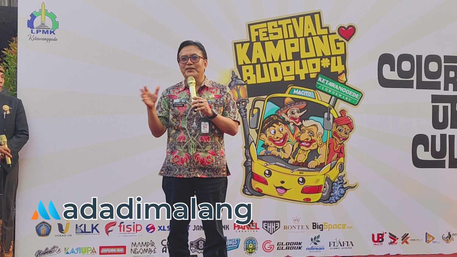 Dinas Sosial P3AP2KB Kota Malang, Muhamad Sailendra, S.T., M.M., saat memberikan sambutan di pembukaan Festival Kampung Budoyo Ketawang Gede (Foto : Agus Yuwono)